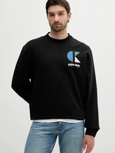 Dukserica Calvin Klein Jeans s tiskom crna