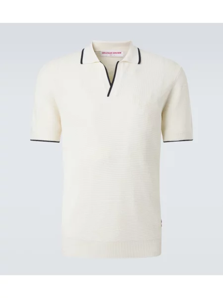 Tricou polo Orlebar Brown de lână alb