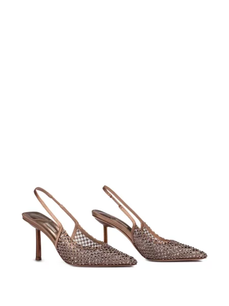 Pantofi cu toc Le Silla slingback de cristal maro