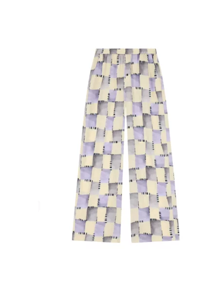 Satynowe spodnie Emporio Armani w kratę