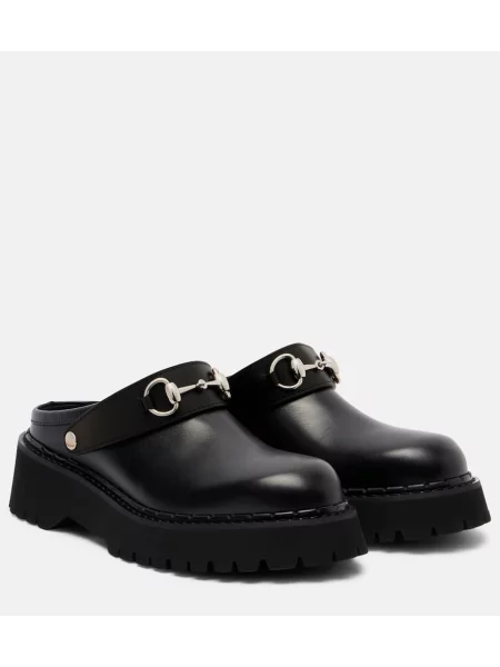 Usnjene balerinke Gucci črna