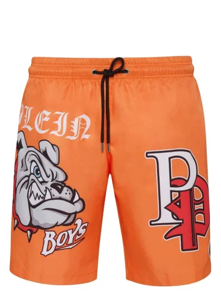 Slip de baie Philipp Plein cu imagine portocaliu