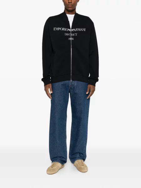Hanorac cu fermoar Emporio Armani cu imagine albastru