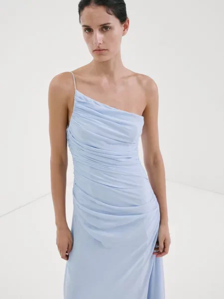 Макси платье Mango голубое