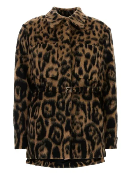 Яке Fendi с принт кафяво