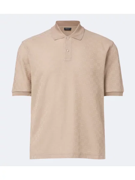 Tricou polo Gucci din jacard bej