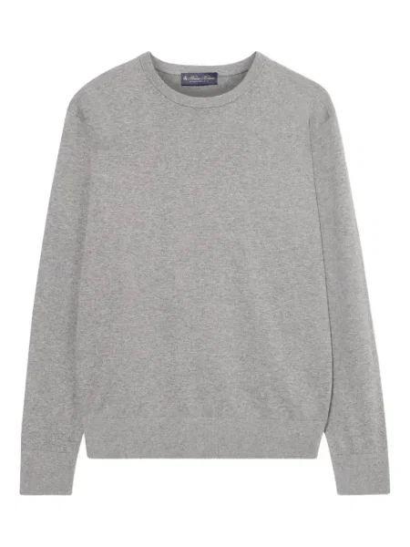 Pulover Brooks Brothers cu decolteu rotund gri