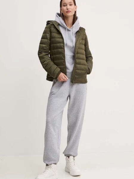 Кофта Guess Jeans з капюшоном однотонна сірий