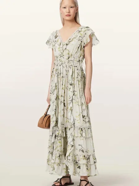 AllSaints rochie de vară din vâscoză CANTO verde