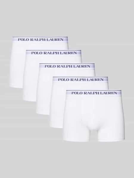 Obcisłe bokserki o kroju skinny fit z Mieszanka bawełny w Zestaw 5 szt. Polo Ralph Lauren białe