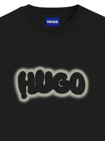 Тениска Hugo с принт черно