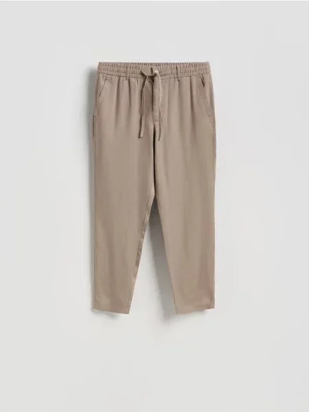 Reserved Pantaloni cu fibre Lyocell cafeniu