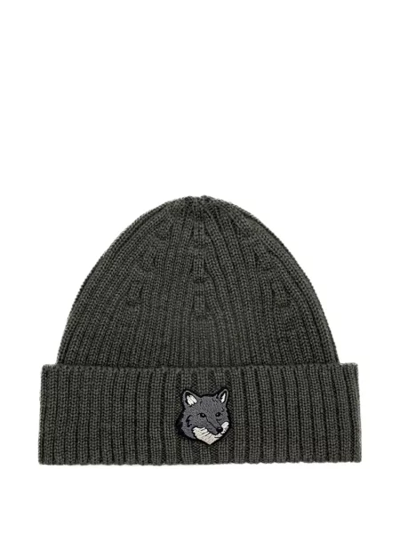 Căciulă Maison Kitsune tricotate cu autograf gri