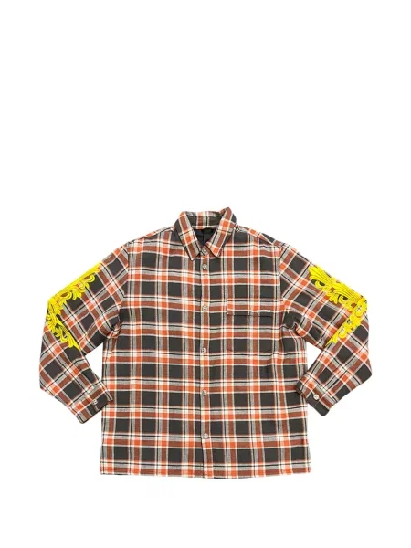 Geacă Chrome Hearts cu broderie în carouri de flanelă negru