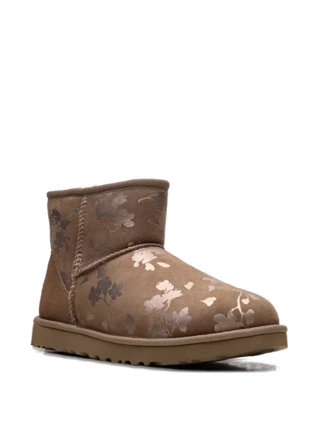 Cizme scurte Ugg cu model floral clasici maro