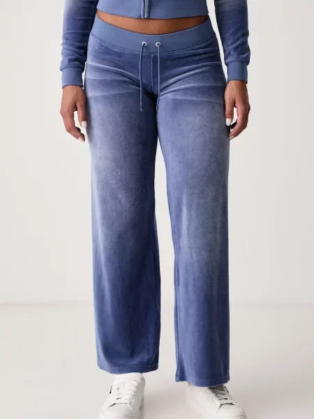 Juicy Couture teplákové nohavice dámske s bavlnou WASHED OG STRAIGHT modrá
