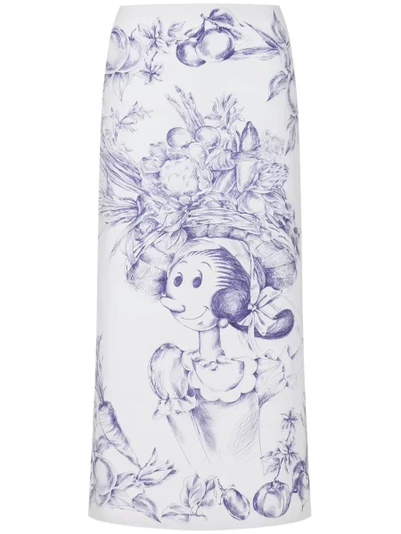 Fustă midi Moschino cu imagine până la genunchi alb