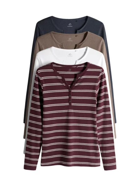 The Set Tricou bleumarin / kaki / mov prună / natural alb