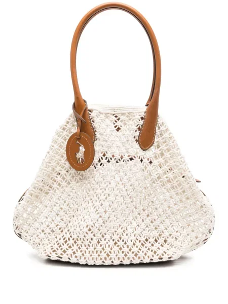 Boyfriendy Polo Ralph Lauren plecione z wysoką talią o krotszym kroju brązowe