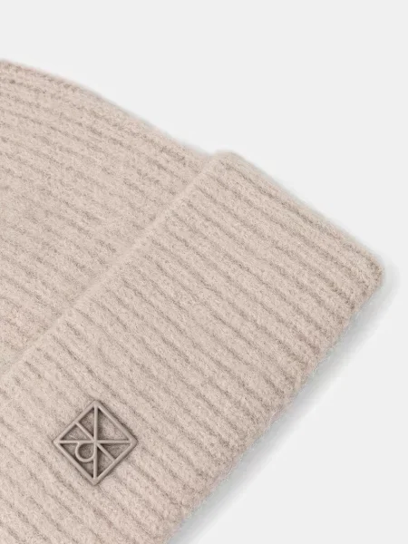 Čepice s příměsí vlny Calvin Klein béžová