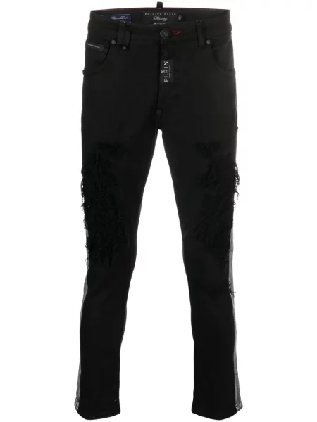 Blugi skinny Philipp Plein cu dungi negru