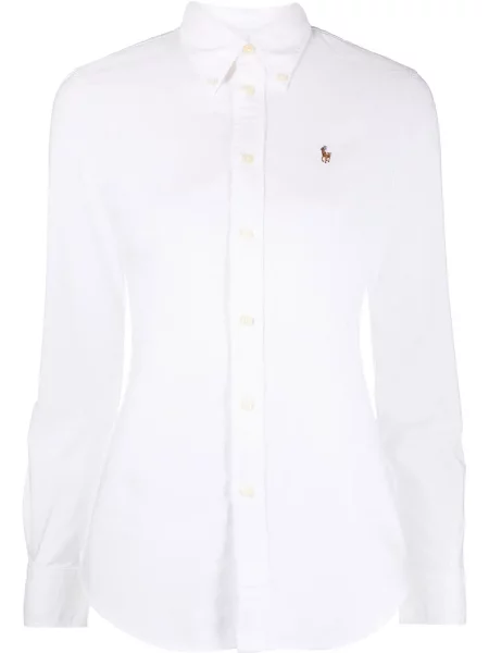 Cămașă Polo Ralph Lauren cu broderie din țesătură twill alb