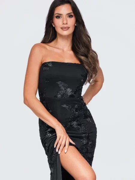 Rochie maxi Edoti cu aplicații negru
