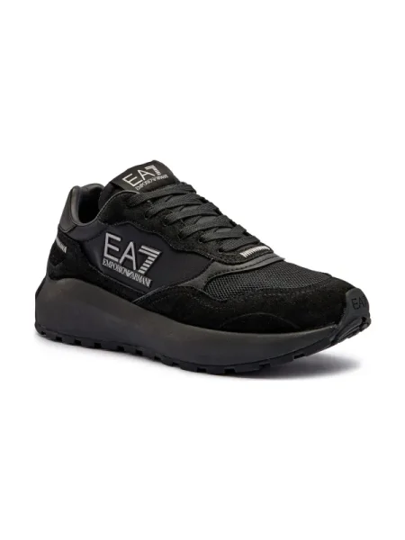 Sneakers tornacipő bőr hozzáadásával fekete