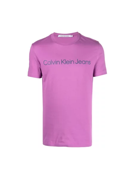 Koszulka Calvin Klein Jeans z nadrukiem fioletowa