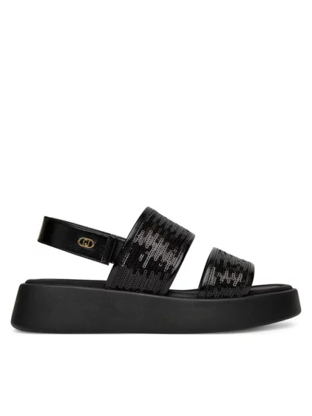 Босоножки Liu Jo с янтарем черные