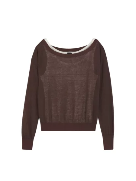 Dzianinowy sweter Boss brązowy
