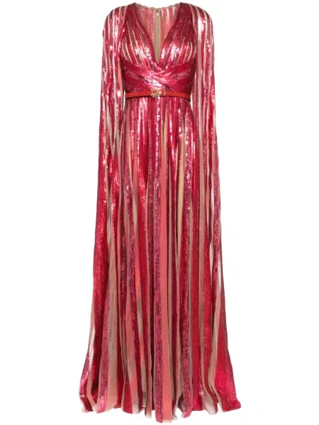 Haftowana sukienka Elie Saab tiulowa czerwona