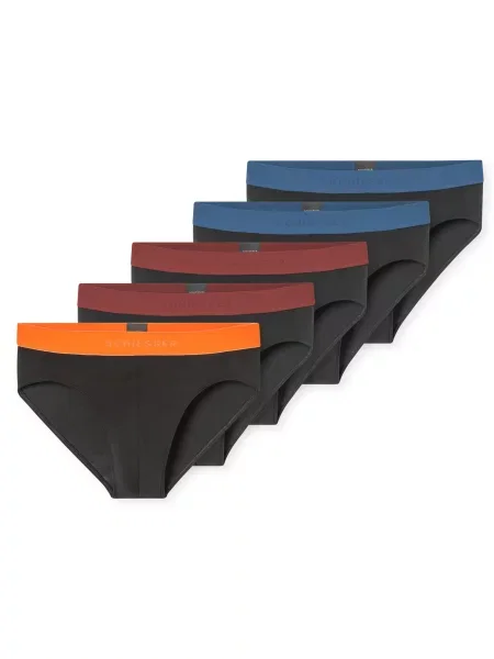 SCHIESSER Slipy tmavě modrá / oranžová / burgundská červeň černá