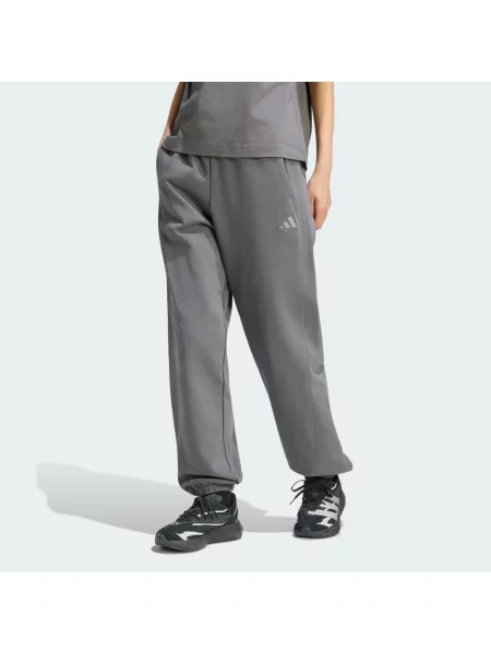 LUŹNE SPODNIE Z MAŁYM LOGO I MANKIETAMI ADIDAS KIT szare