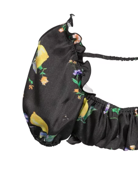 Подрязан топ Moschino Jeans на цветя с принт черно