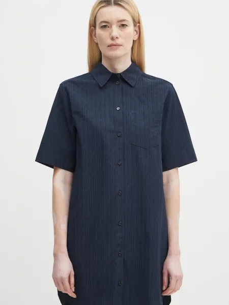 Samsoe Samsoe rochie din SATINA bleumarin mini drept