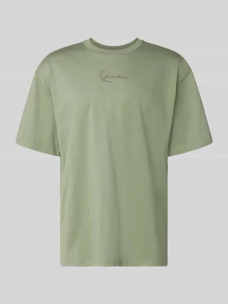 T-shirt z logo i okrągłym dekoltem Karl Kani oliwkowa