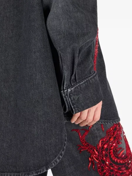 Cămașă Roberto Cavalli cu paiete negru