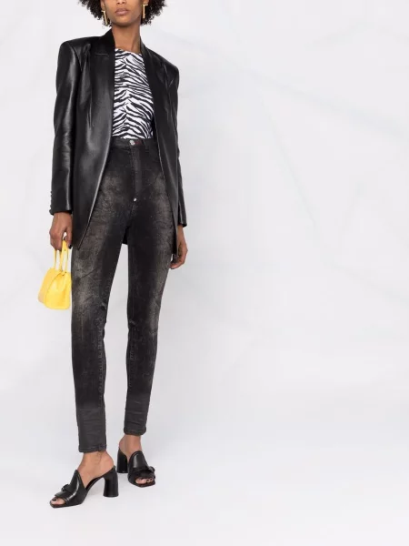 Džinsai Philipp Plein aukštu liemeniu juoda