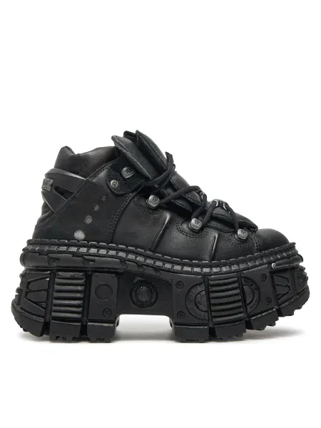 New Rock bőr sportcipő CRUST NEGRO + TANK CASCO NEGRO fekete