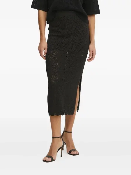 Fustă midi Liviana Conti tricotate până la genunchi negru