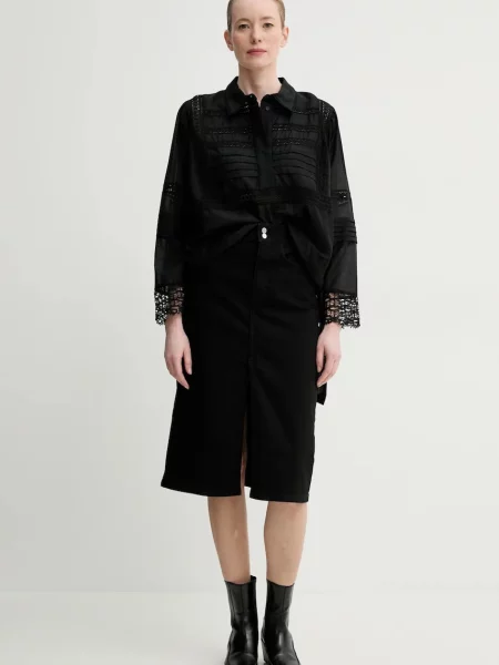 Блузка MUNTHE FERDIE однотонна чорний