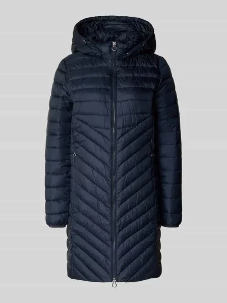 Płaszcz pikowany o kroju slim fit z odpinanym kapturem S.oliver Red Label granatowy
