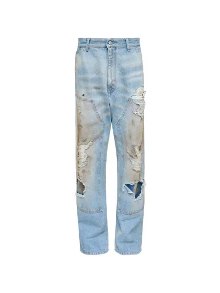 Jeansy Mm6 Maison Margiela z dziurami niebieskie