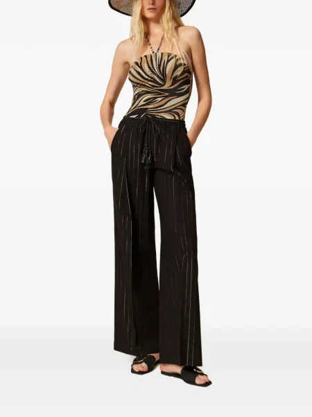 Pantaloni Twinset cu dungi negru