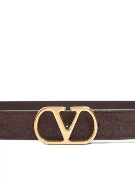 Curea Valentino Garavani din piele de căprioară maro