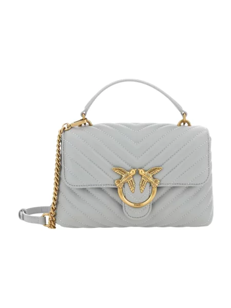 Mała mały torebka skórzana Pinko skórzana szara