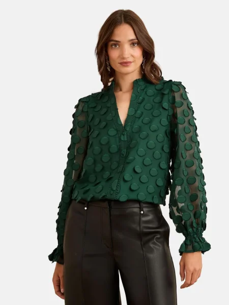 Love & roses Bluza temno zelena