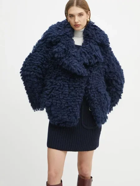 Luisa Spagnoli geaca de lana marin de tranzitie albastru