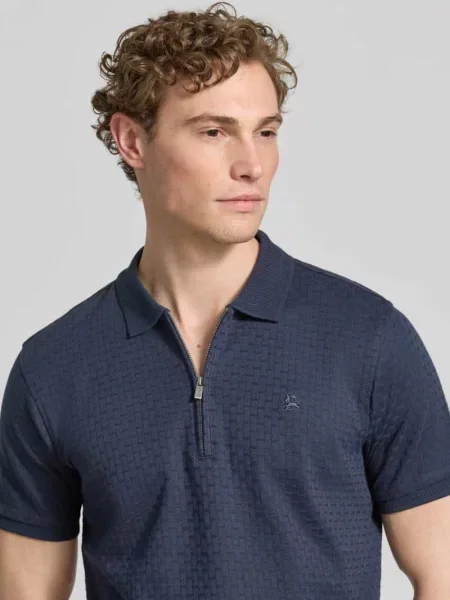 Koszulka polo o kroju regular fit z krótkim zamkiem błyskawicznym Lerros